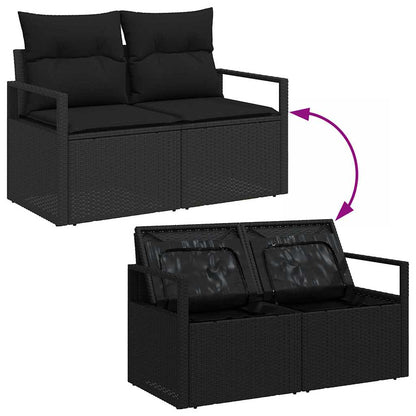 Gartensofa-set mit Speicher 6 pcs Schwarz Poly-Rattan