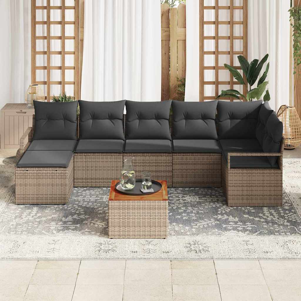 Gartensofa-set mit Speicher 8 pcs Grau Poly-Rattan