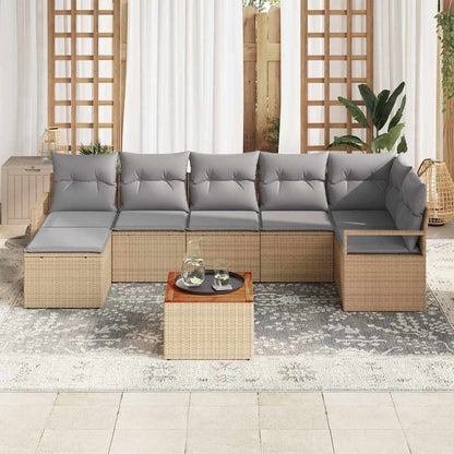 Gartensofa-set 8 pcs Beige und Hellgrau Poly-Rattan