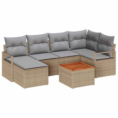Gartensofa-set 8 pcs Beige und Hellgrau Poly-Rattan