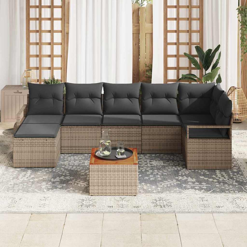 Gartensofa-set mit Speicher 9 pcs Grau Poly-Rattan