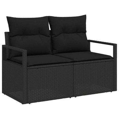 Gartensofa-set mit Speicher 11 pcs Schwarz Poly-Rattan