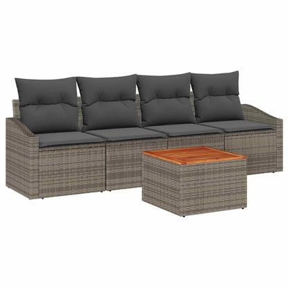 Gartensofa-set mit Speicher 5 pcs Grau Poly-Rattan