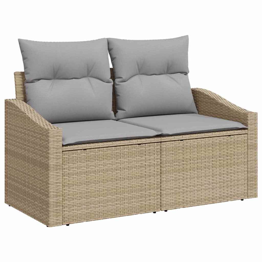 Gartensofa-set 5 pcs Beige und Hellgrau Poly-Rattan