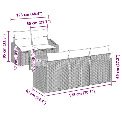 Gartensofa-set mit Speicher 6 pcs Schwarz Poly-Rattan