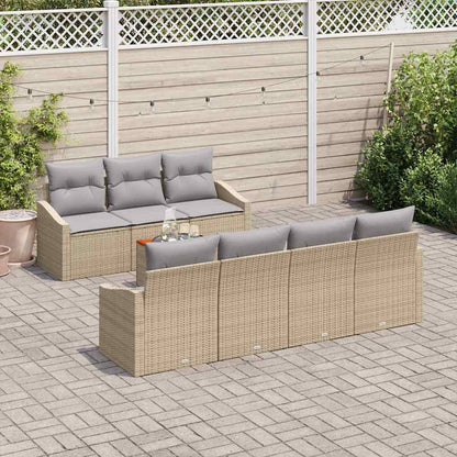 Gartensofa-set 8 pcs Beige und Hellgrau Poly-Rattan