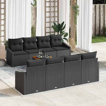 Gartensofa-set mit Speicher 9 pcs Schwarz Poly-Rattan