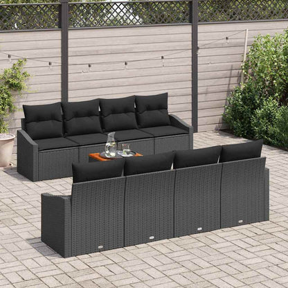 Gartensofa-set mit Speicher 9 pcs Schwarz Poly-Rattan