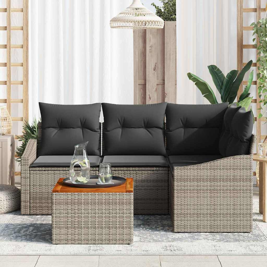 Gartensofa-set mit Speicher 5 pcs Grau Poly-Rattan