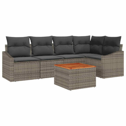 Gartensofa-set mit Speicher 6 pcs Grau Poly-Rattan