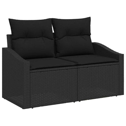 Gartensofa-set mit Speicher 6 pcs Schwarz Poly-Rattan