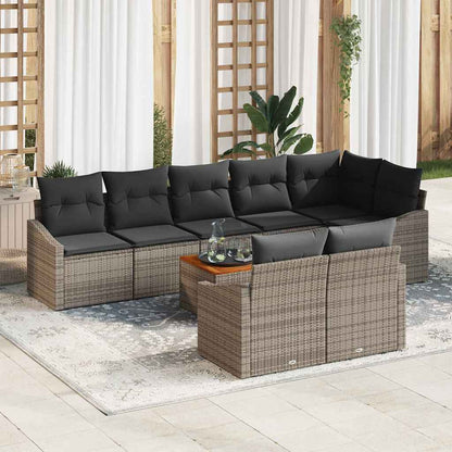 Gartensofa-set mit Speicher 9 pcs Grau Poly-Rattan