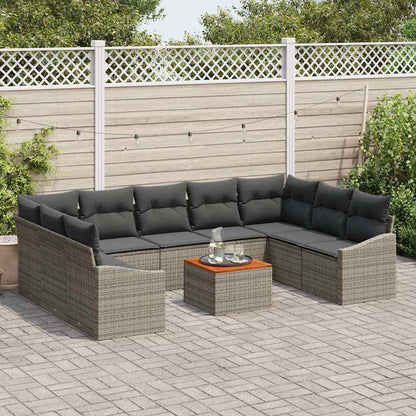 Gartensofa-set mit Speicher 10 pcs Grau Poly-Rattan
