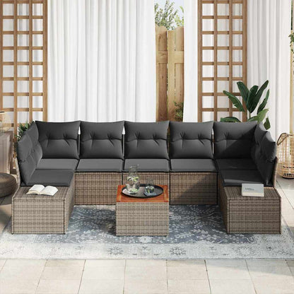 Gartensofa-set mit Speicher 8 pcs Grau Poly-Rattan