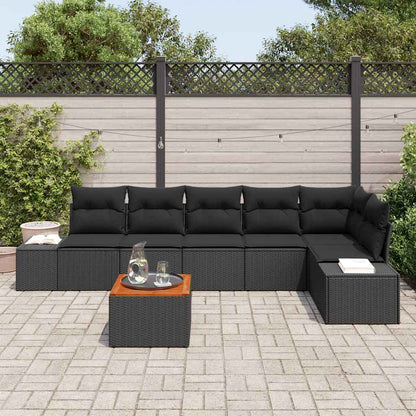 Gartensofa-set mit Speicher 7 pcs Schwarz Poly-Rattan