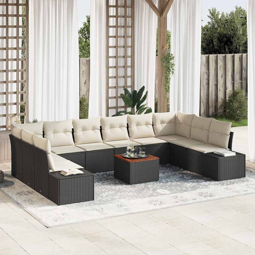 Garten-Sofa-Set 11 pcs Schwarz und Weiß