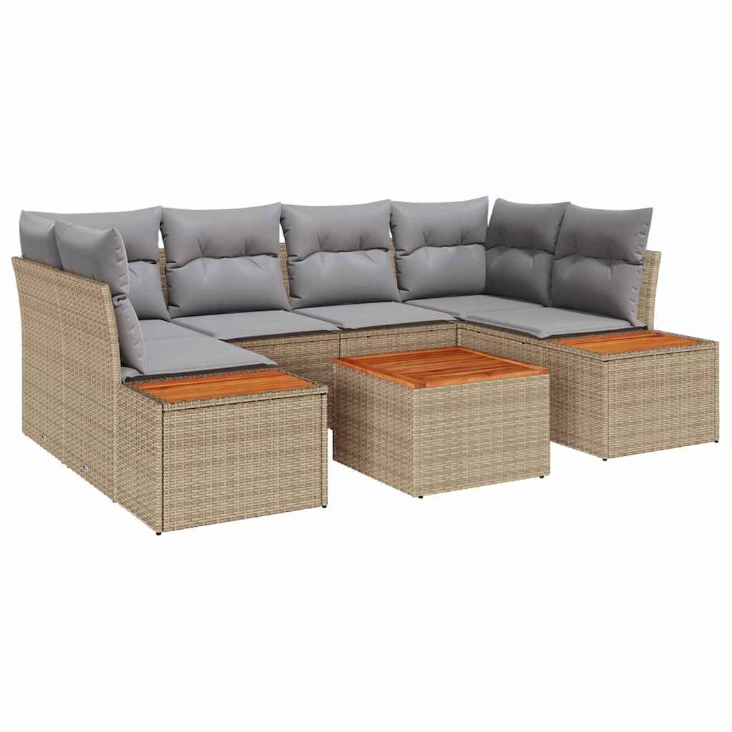Garten-Sofa-Set mit Kissen mit Speicher 6 pcs Beige Poly Rattan