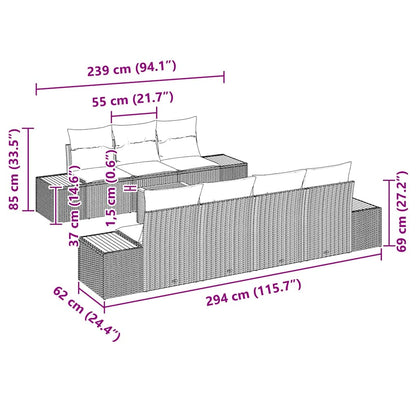 Garten-Sofa-Set mit Kissen mit Speicher 8 pcs Beige Poly Rattan