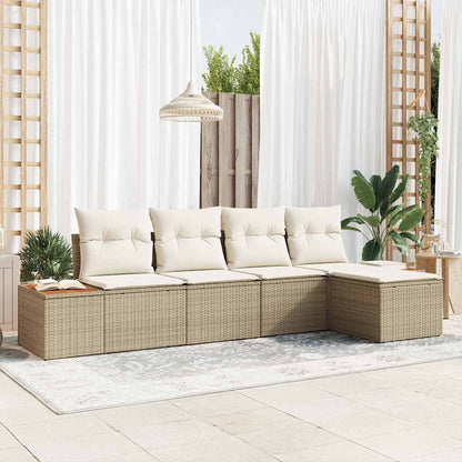 Gartensofa-set mit Kissen 6 pcs Beige und Creme Polyrattan