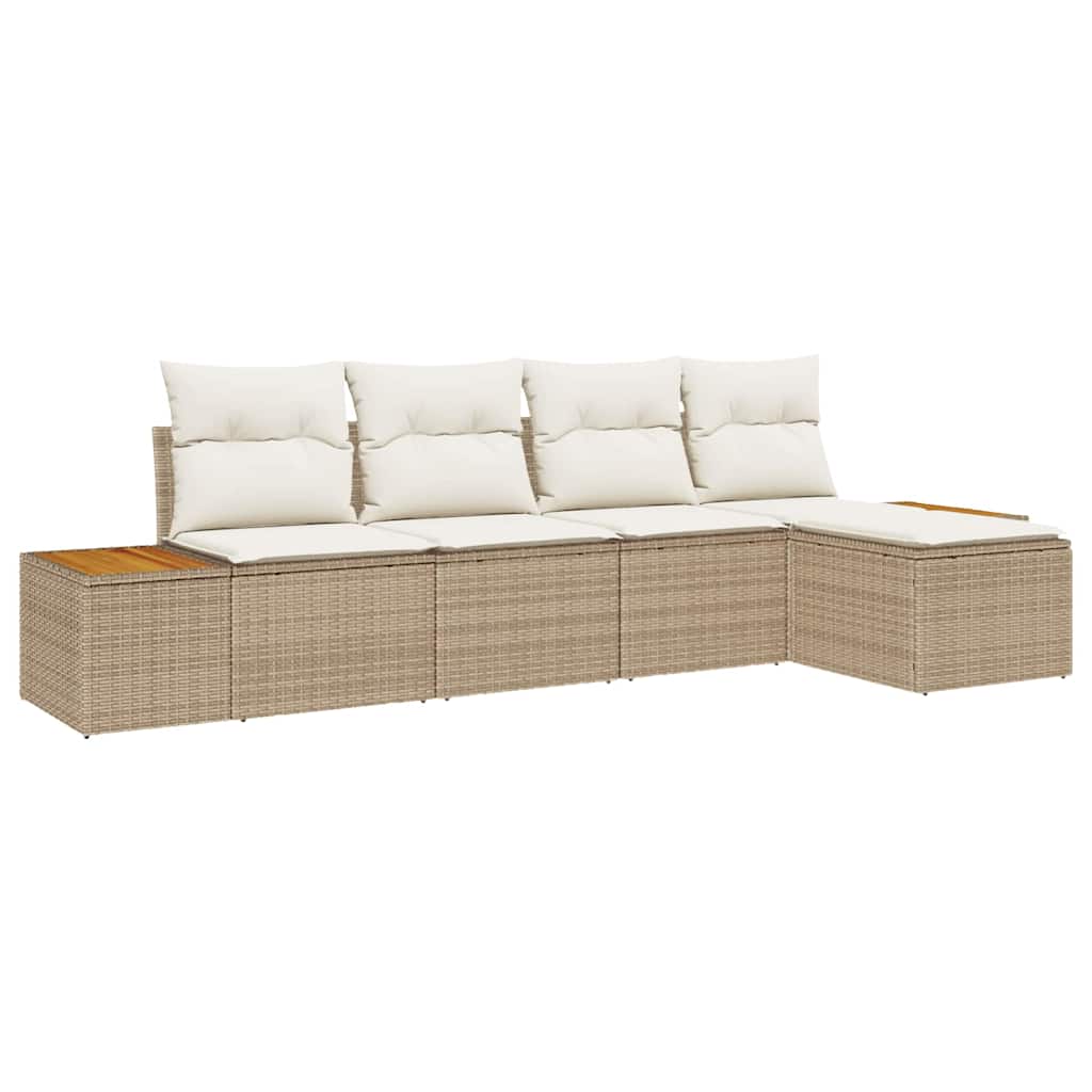 Gartensofa-set mit Kissen 6 pcs Beige und Creme Polyrattan