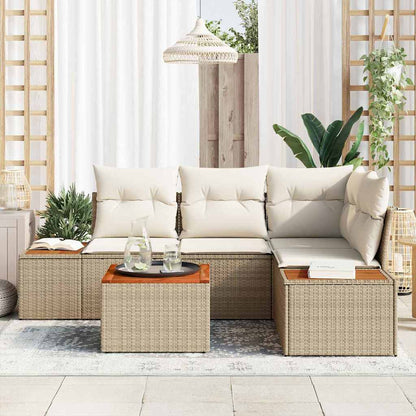 Gartensofa-set mit Kissen 4 pcs Beige und Creme Polyrattan