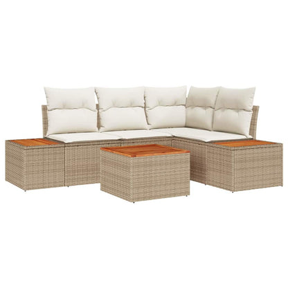 Gartensofa-set mit Kissen 4 pcs Beige und Creme Polyrattan