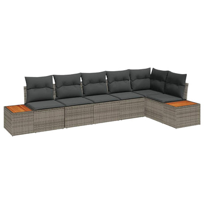Gartensofa-set mit Kissen mit Speicher 6 pcs Grau Polyrattan