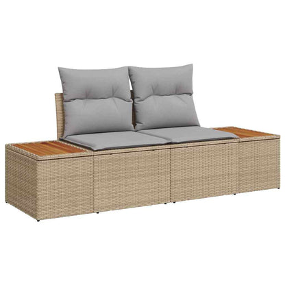 Gartensofa-set mit Kissen 6 pcs Beige und Hellgrau Polyrattan