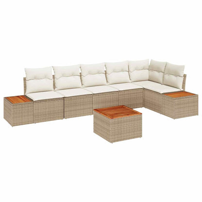 Gartensofa-set mit Kissen 6 pcs Beige und Creme Polyrattan