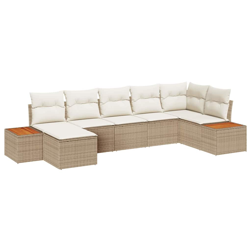 Gartensofa-set mit Kissen 8 pcs Beige und Creme Polyrattan