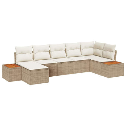 Gartensofa-set mit Kissen 8 pcs Beige und Creme Polyrattan