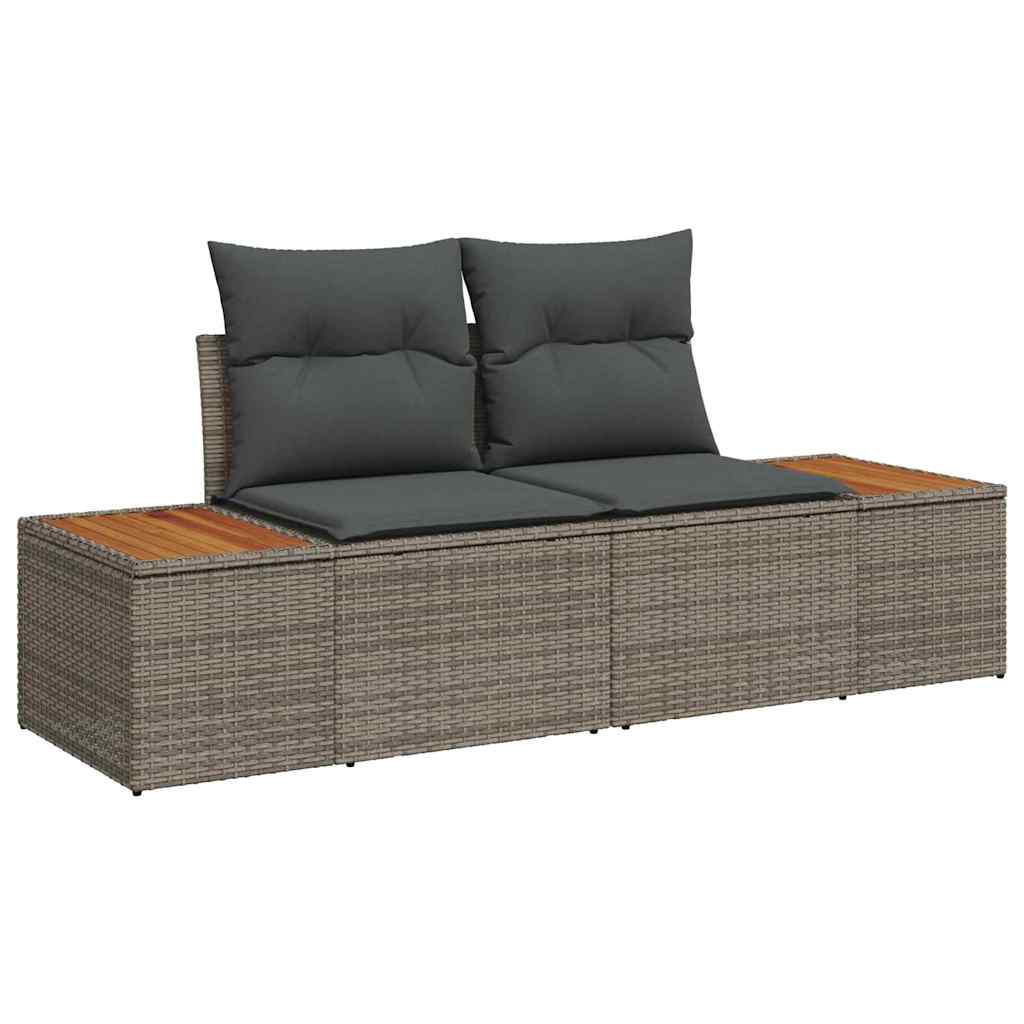 Gartensofa-set mit Kissen mit Speicher 6 pcs Grau Polyrattan