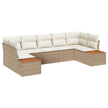 Gartensofa-set mit Kissen 7 pcs Beige und Creme Polyrattan