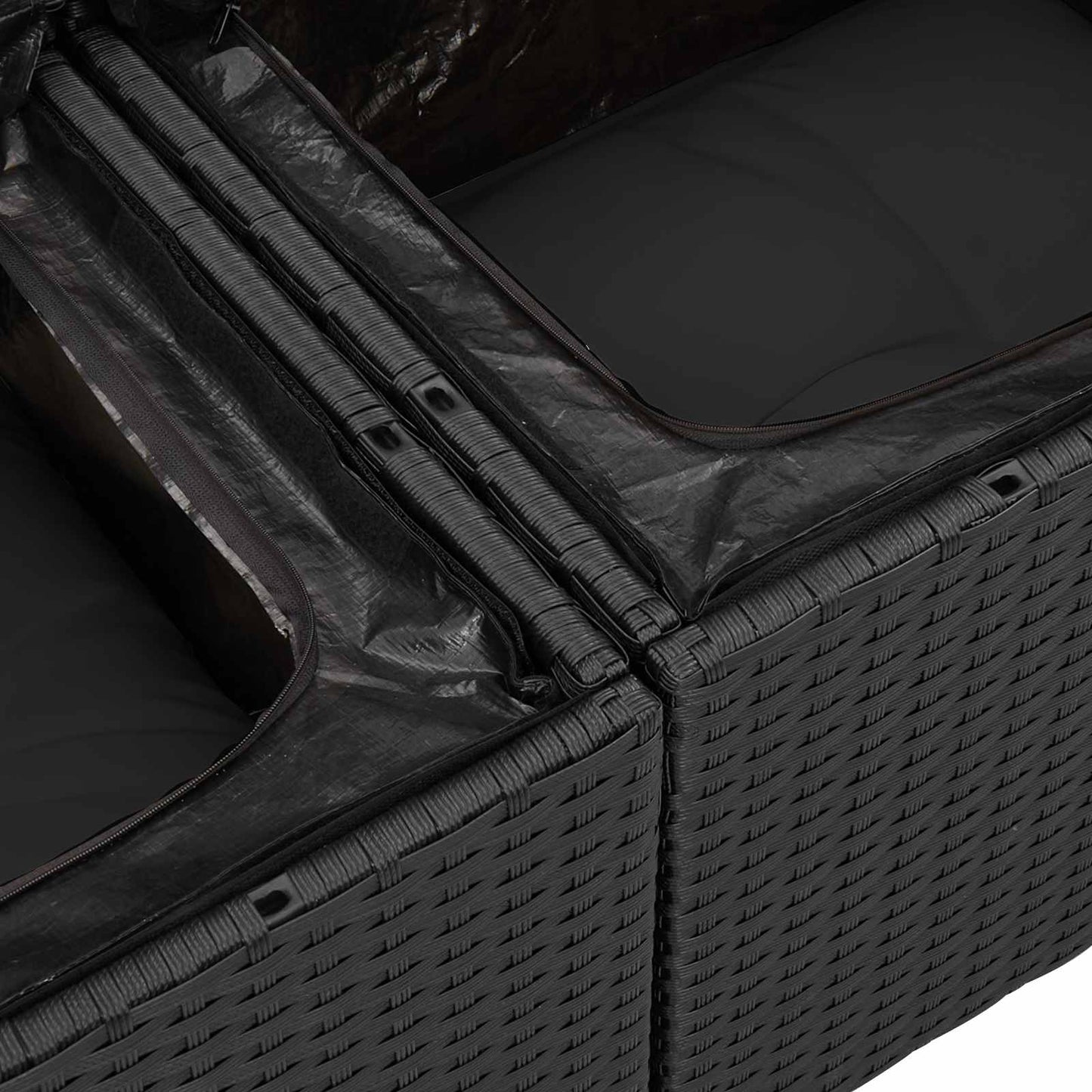 Gartensofa-set mit Kissen mit Speicher 5 pcs Schwarz Polyrattan