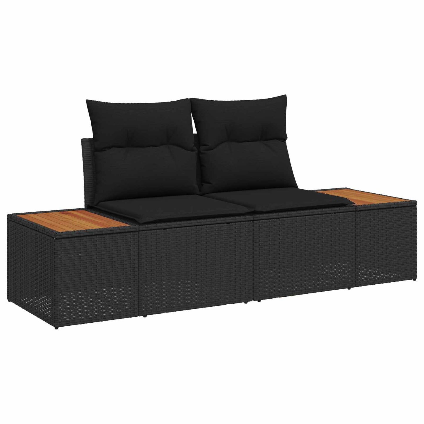Gartensofa-set mit Kissen mit Speicher 5 pcs Schwarz Polyrattan