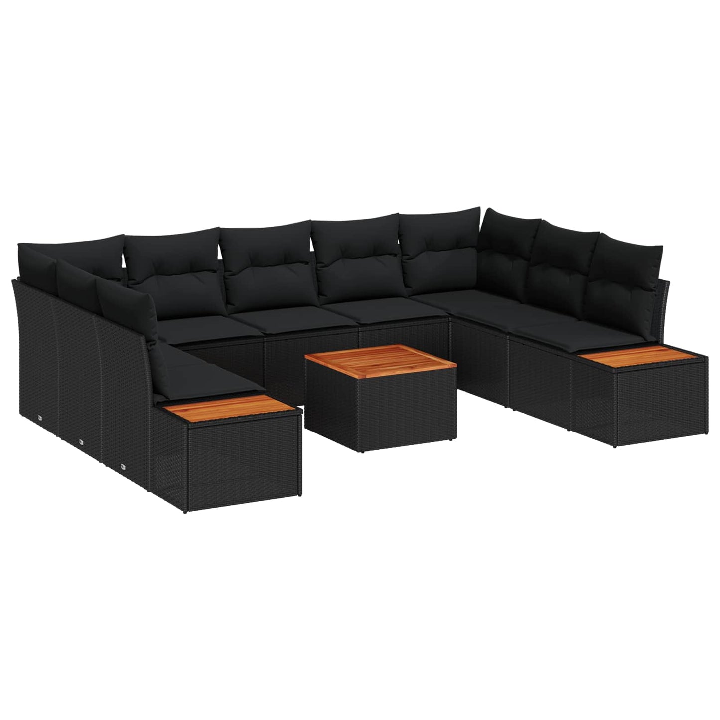 Gartensofa-set mit Kissen mit Speicher 5 pcs Schwarz Polyrattan