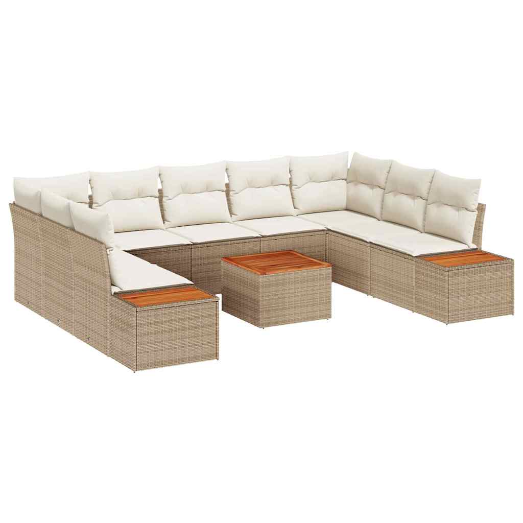 Gartensofa-set mit Kissen 5 pcs Beige und Creme Polyrattan