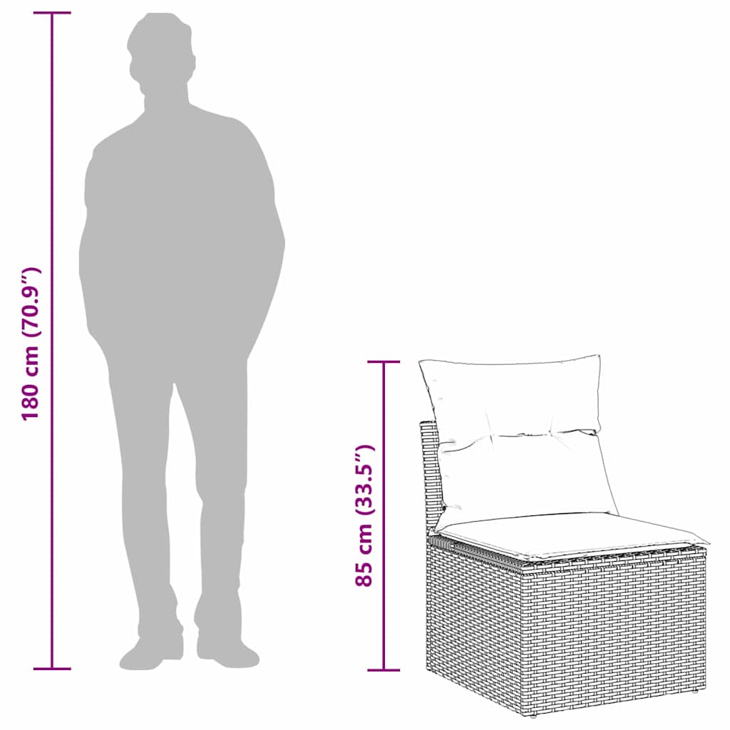 Garten-Sofa-Set mit Kissen mit Kissen 11 pcs Beige Poly Rattan