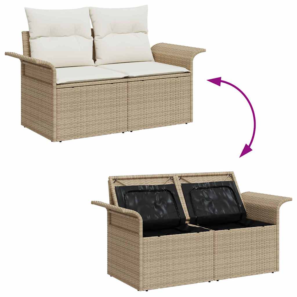 Garten-Sofa-Set mit Kissen mit Kissen 11 pcs Beige Poly Rattan