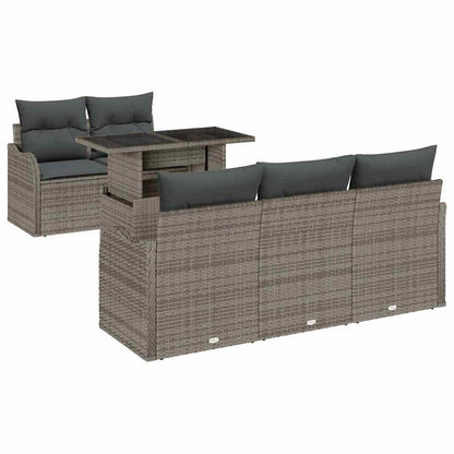 Gartensofa-set mit Kissen mit Kissen 6 pcs Grau Poly Rattan
