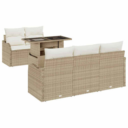 Gartensofa-set mit Kissen mit Kissen 6 pcs Beige Poly Rattan