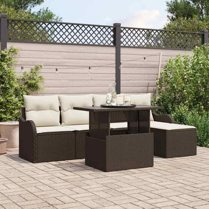 Gartensofa-set mit Kissen 6 pcs Braun Polyrattan