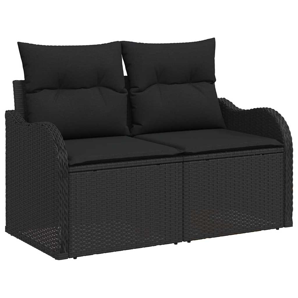Gartensofa-set mit Kissen mit Kissen 6 pcs Schwarz Poly Rattan