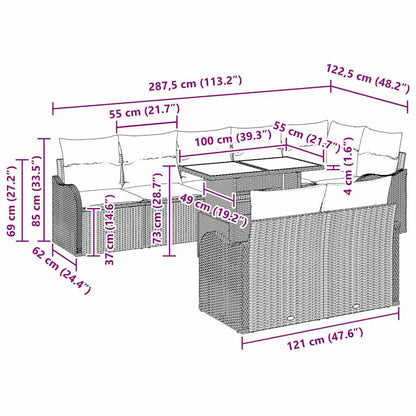Garten-Sofa-Set mit Kissen mit Kissen 9 pcs Beige Poly Rattan