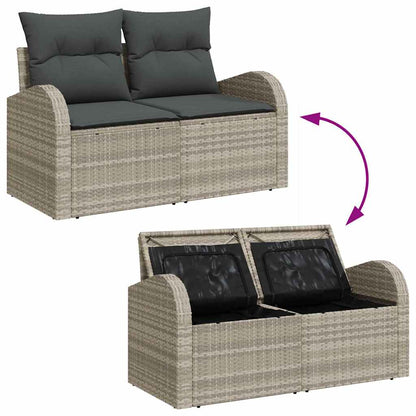 Garten-Sofa-Set mit Kissen 7 pcs Hellgrau Poly Rattan