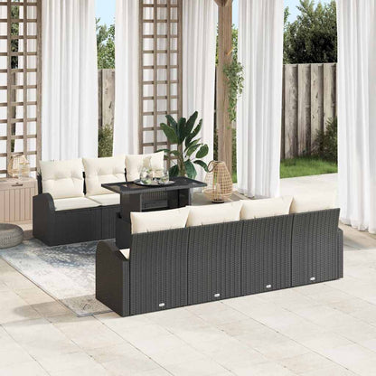 Gartensofa-set mit Kissen mit Kissen 8 pcs Schwarz Poly Rattan