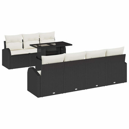 Gartensofa-set mit Kissen mit Kissen 8 pcs Schwarz Poly Rattan