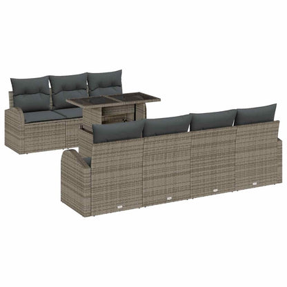 Gartensofa-set mit Kissen mit Speicher 8 pcs Grau Poly Rattan