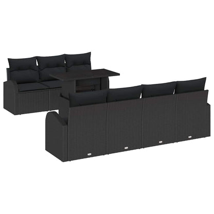 Gartensofa-set mit Kissen mit Kissen 8 pcs Schwarz Poly Rattan
