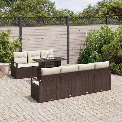 Gartensofa-set mit Kissen mit Speicher 8 pcs Braun Poly Rattan